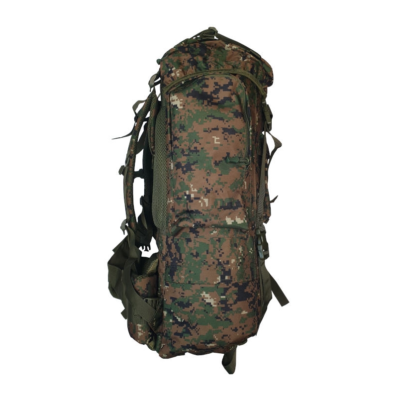 Рюкзак 60л рейдовый со съемным каркасом и дождевиком, цвет зелено-коричневый цифра (DL211K)
