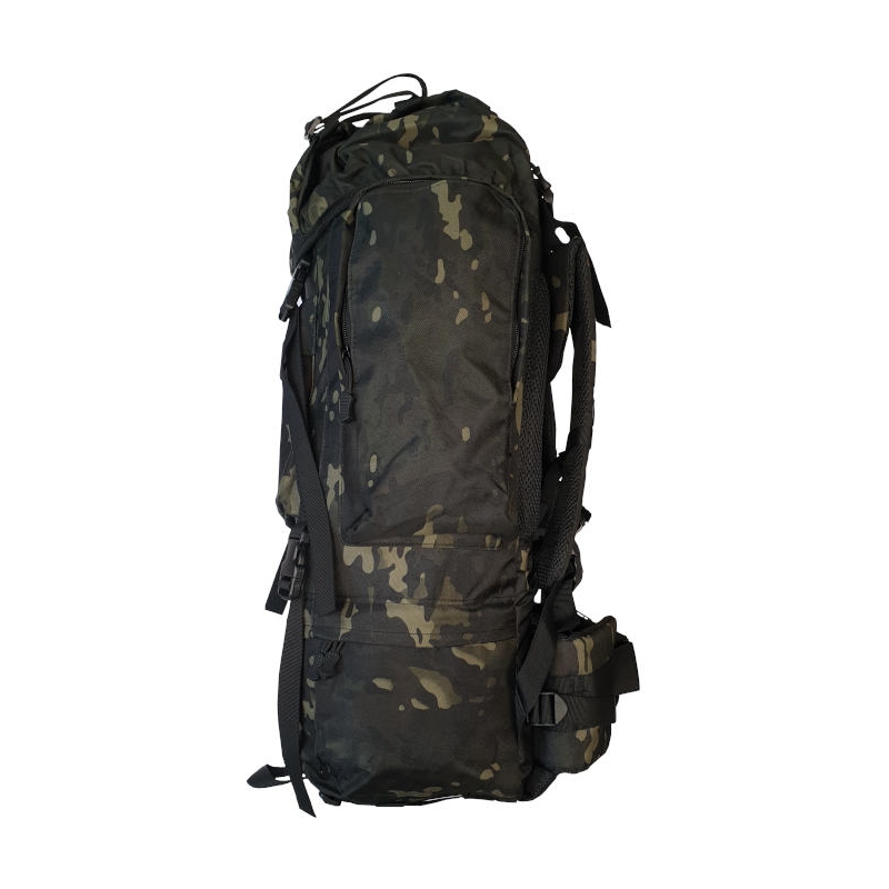 Рюкзак 60л рейдовый со съемным каркасом и дождевиком, цвет черно-зеленый камуфляж (DL211G)